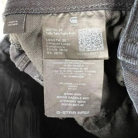 G Star Raw Jeans‎ Womens 28x30 Dark Blue Wash Midge Saddle Mid Straight Denim - Picture 14 of 16